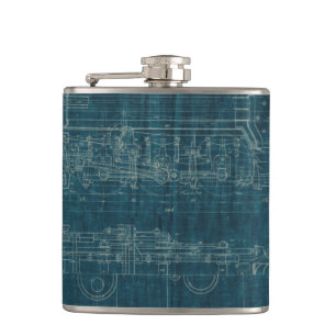 Train Blueprint I Hip Flask