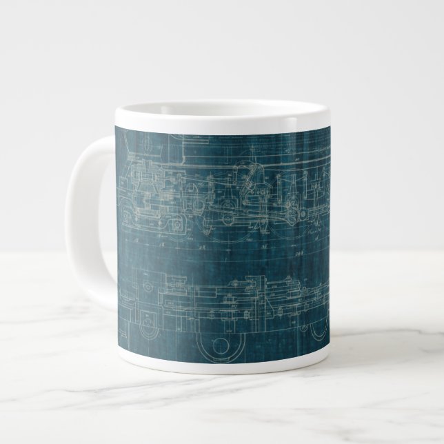 Train Blueprint I Large Coffee Mug (Front Left)