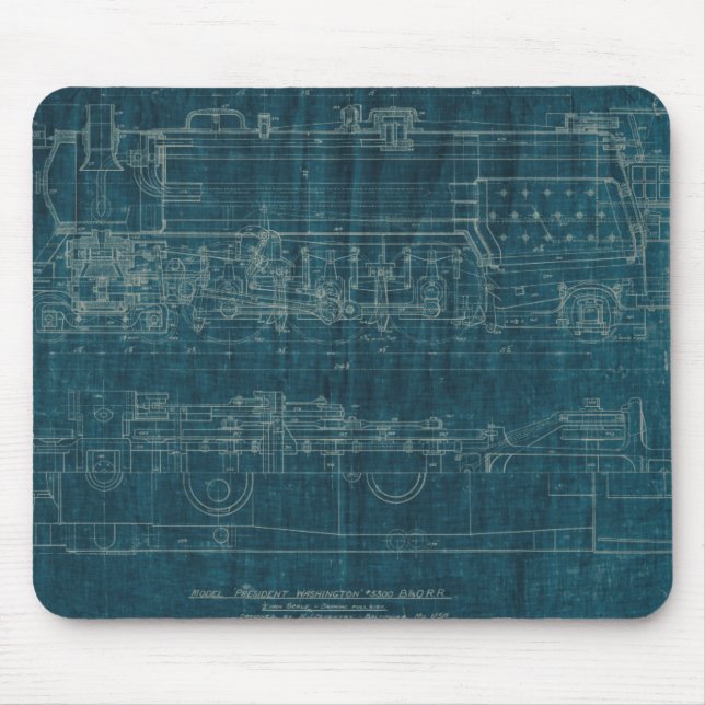 Train Blueprint I Mouse Mat (Front)