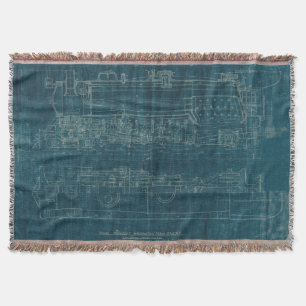 Train Blueprint I Throw Blanket