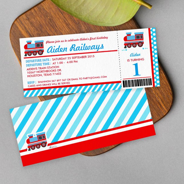 Train Boarding Pass Birthday Party Invitation (Creator Uploaded)
