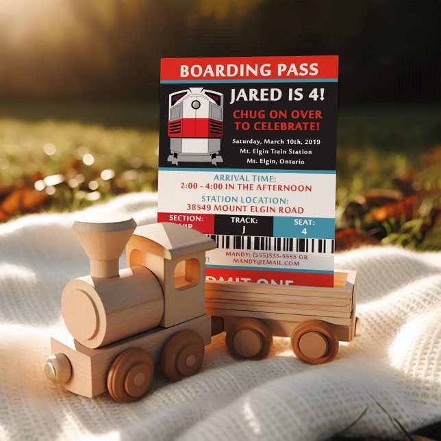 Train Boarding Pass Ticket Birthday Party  Invitation (Creator Uploaded)