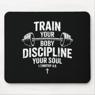 Train body discipline soul christian jesus gym mouse mat