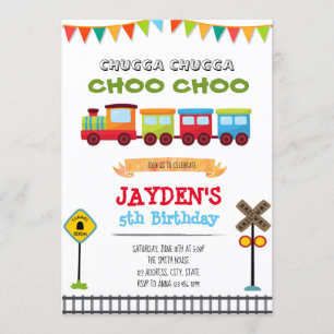 Train boy birthday party invitation