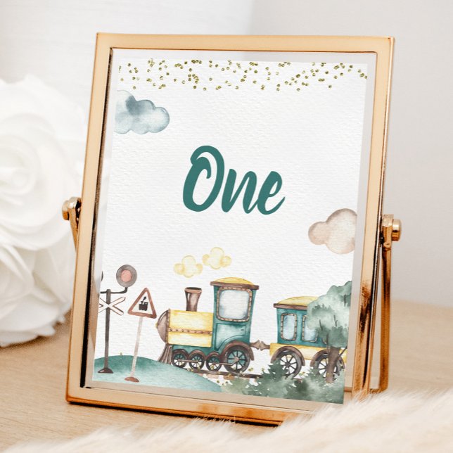 Train Boy Birthday Table Number Card Poster (Creator Uploaded)
