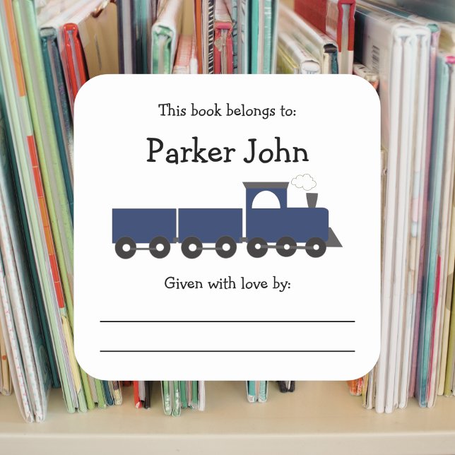 Train children's bookplate with message square sticker (Creator Uploaded)