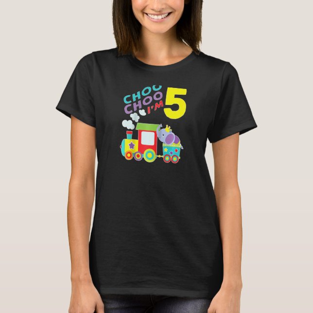 Train Choo Choo I'm 5 Year Old Toddler 5th Birthda T-Shirt (Front)