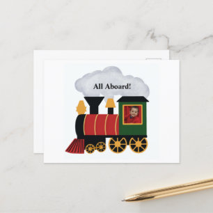 Train Christmas Personalised Photo Postcard