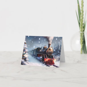Train Christmas Scene Greeting Card