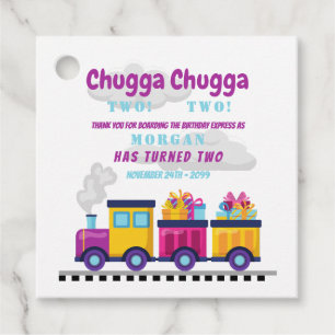 Train Chugga Choo Cartoon Second Birthday  Favour Tags