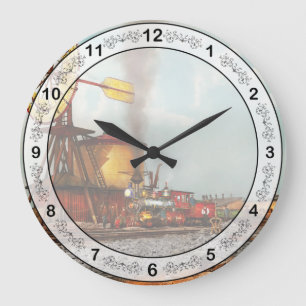 Train - Civil - The windmill at Laramie 1869 Large Clock