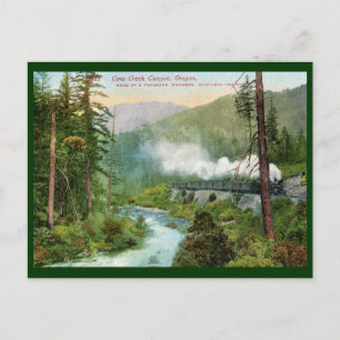 Train, Cow Creek Canyon, Oregon Vintage Postcard