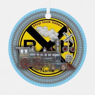 Train Crossing  Metal Tree Decoration