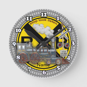Train Crossing  Round Clock