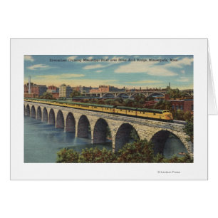 Train- Crossing Stone Arch Bridge