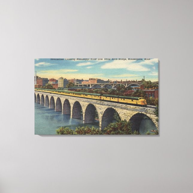 Train- Crossing Stone Arch Bridge Canvas Print (Front)