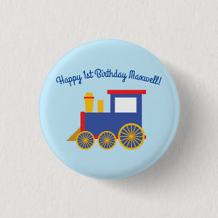 Train Cute Choo-Choo 1st Birthday Party Theme 3 Cm Round Badge