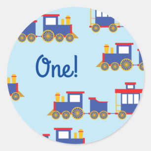 Train Cute Choo-Choo 1st Birthday Party Theme Classic Round Sticker