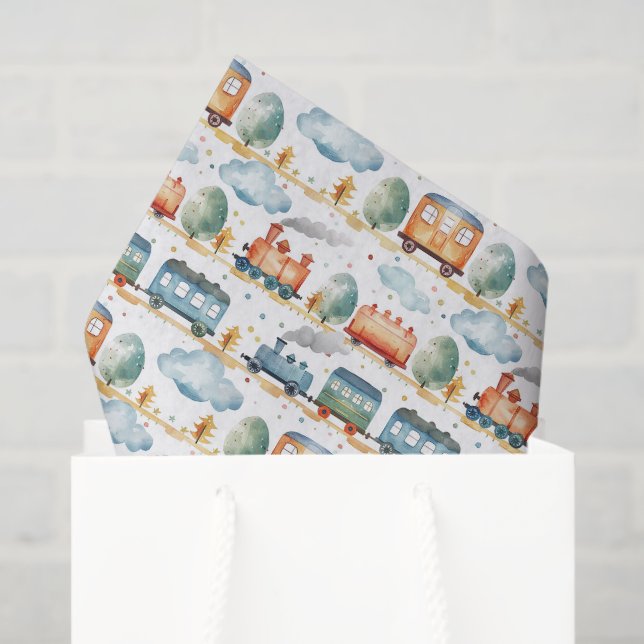Train Decoupage Tissue Paper (Gift Bag)
