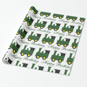 Train Design Birthday Wrapping Paper