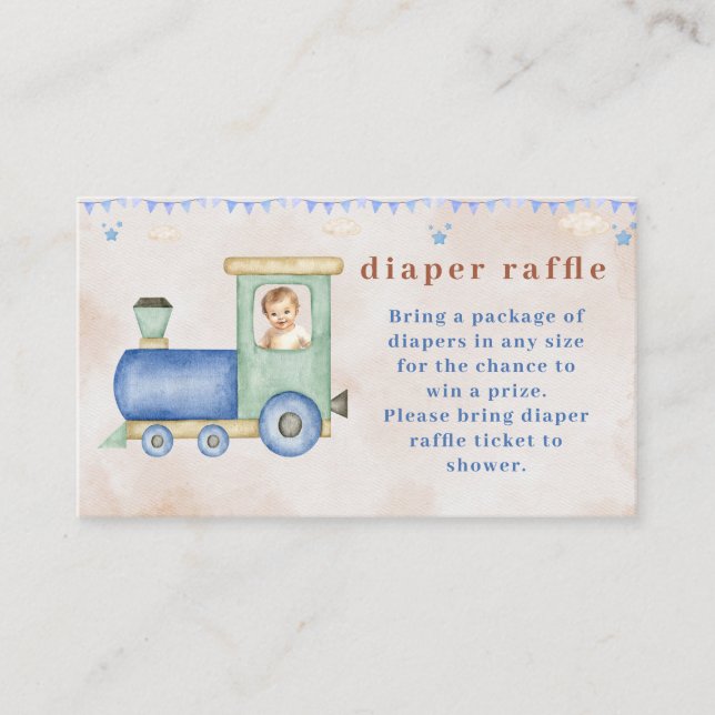 Train Diaper Raffle Cards | Train Baby Shower (Front)