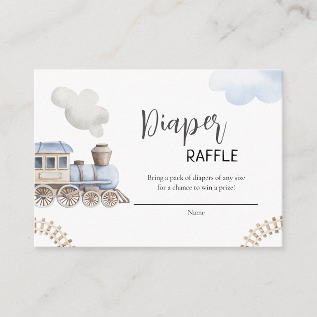 Train diaper raffle, Chugga choo Baby shower Enclosure Card (Front)