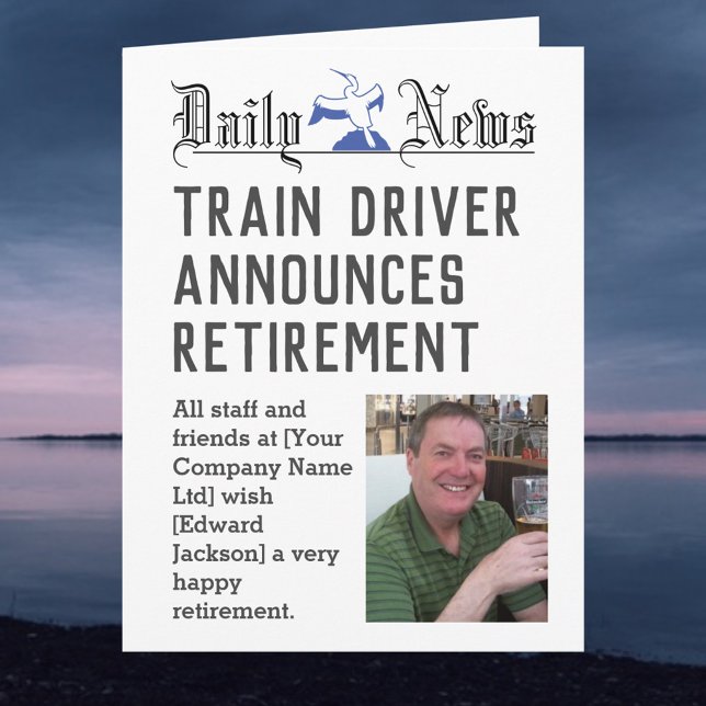 Train Driver Retirement Card to Personalise (Creator Uploaded)