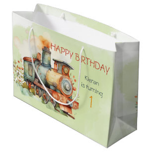 Train Engine Boy 1st. Birthday Large Gift Bag