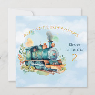 Train Engine Boy 2nd.  Birthday Invitation