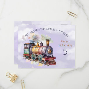 Train Engine Boy 5th. Birthday Invitation postcard