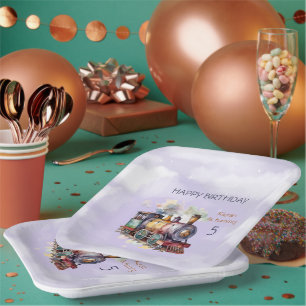 Train Engine Boy 5th. Birthday  Paper Plate