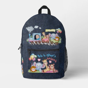 Train engine cute printed backpack