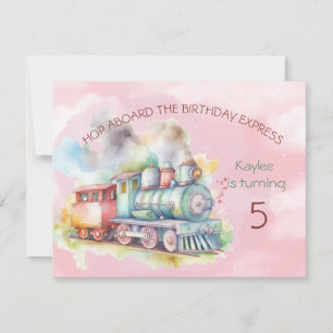 Train Engine Girl 5th. Birthday Invitation