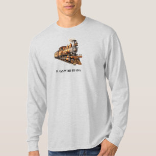 Train Engine Plays With Trains or Customise Text T-Shirt