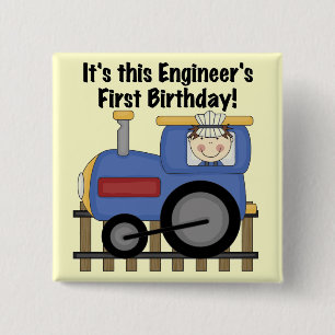Train Engineer 1st Birthday Tshirts and gifts 15 Cm Square Badge