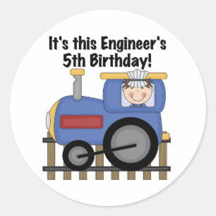 Train Engineer 5th Birthday tshirts and Gifts Classic Round Sticker
