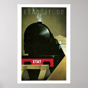 Train Exactitude Vintage Travel Poster