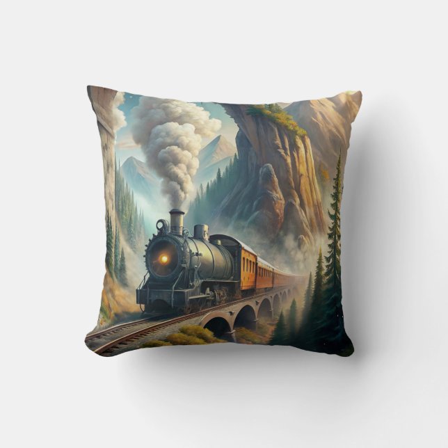 Train Fleece Blanket Cushion (Front)