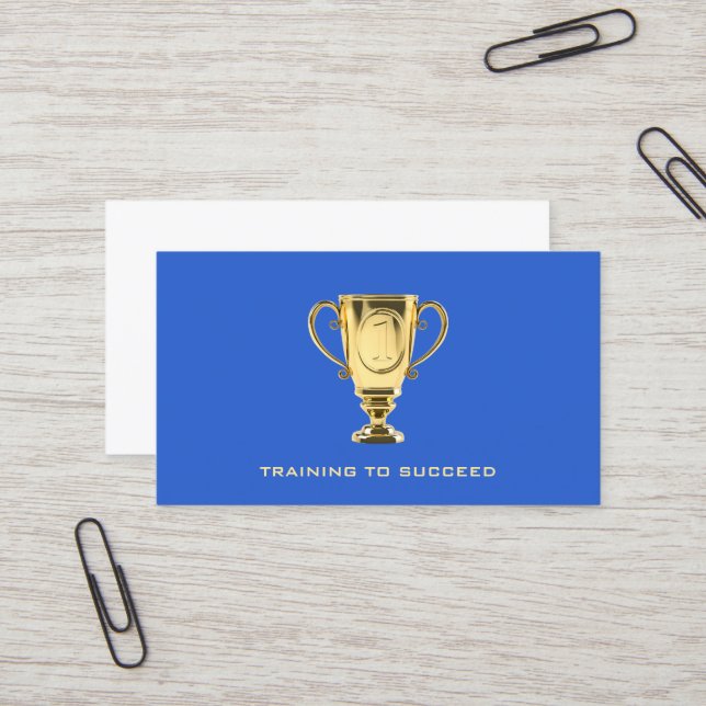 Train for success personal trainer blue business card (Front/Back In Situ)