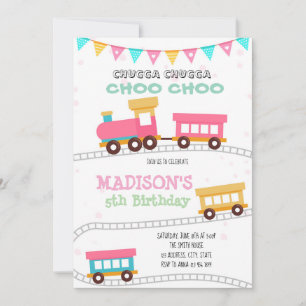 Train girl birthday invitation
