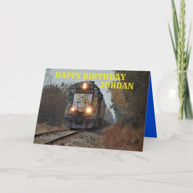 Train going down the Tracks Greeting Card (Front)