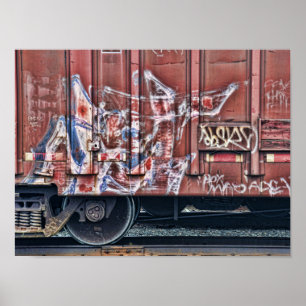 Train Graffiti Grunge Colourful Urban Street Art Poster