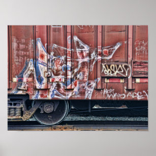 Train Graffiti Grunge Colourful Urban Street Art Poster