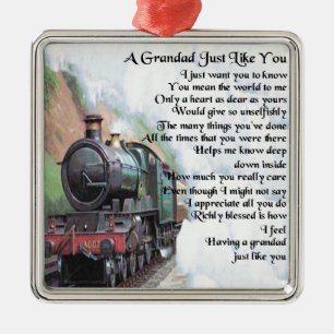 Train - Grandad Poem Metal Tree Decoration