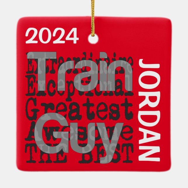 Train Guy Extraordinaire CUSTOM Ceramic Ornament (Back)