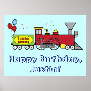 Train Happy Birthday Poster Name Customizable