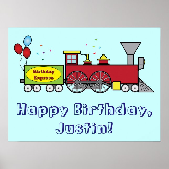 Train Happy Birthday Poster Name Customizable (Front)