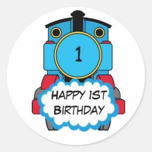 Train Happy Birthday round Sticker