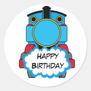 Train Happy Birthday round Sticker