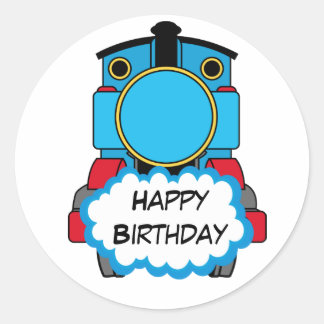 Train Happy Birthday round Sticker